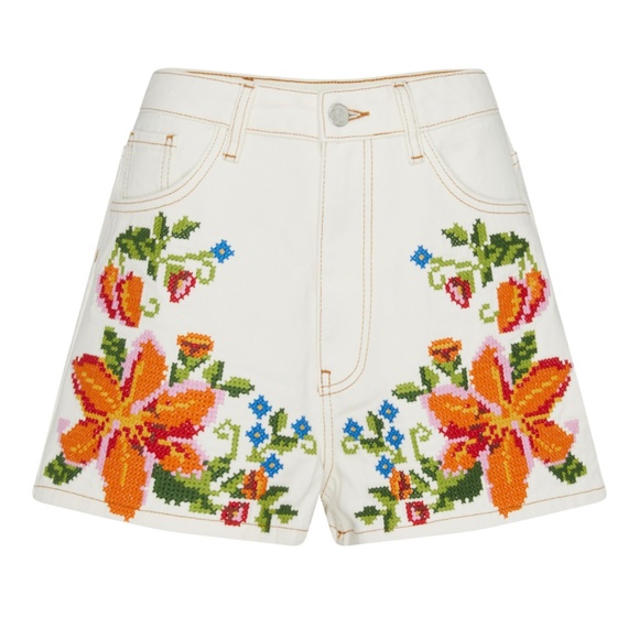 FARM RIO Denim Embroidered Shorts - Picture 2 of 8